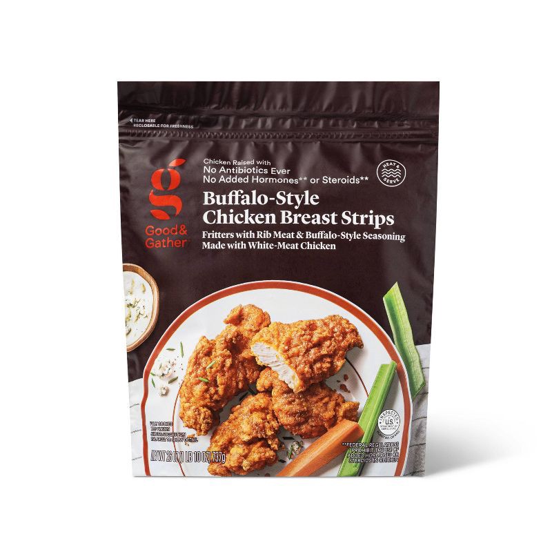 slide 1 of 3, Buffalo-Style Chicken Breast Strips - Frozen - 26oz - Good & Gather™, 26 oz