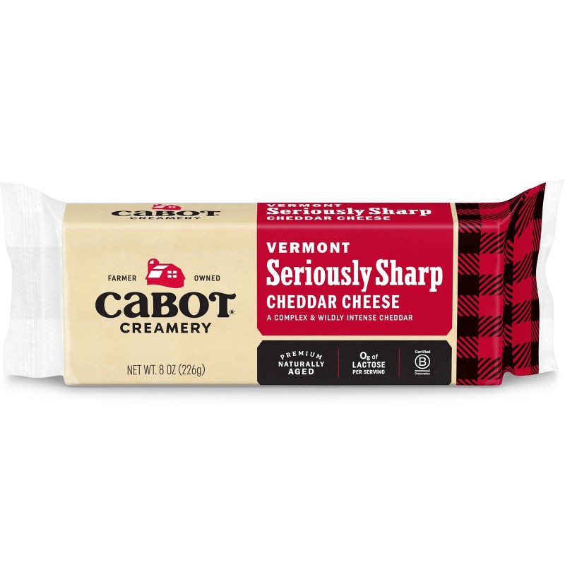 slide 1 of 10, Cabot Creamery Seriously Sharp Cheddar Cheese - 8oz, 8 oz