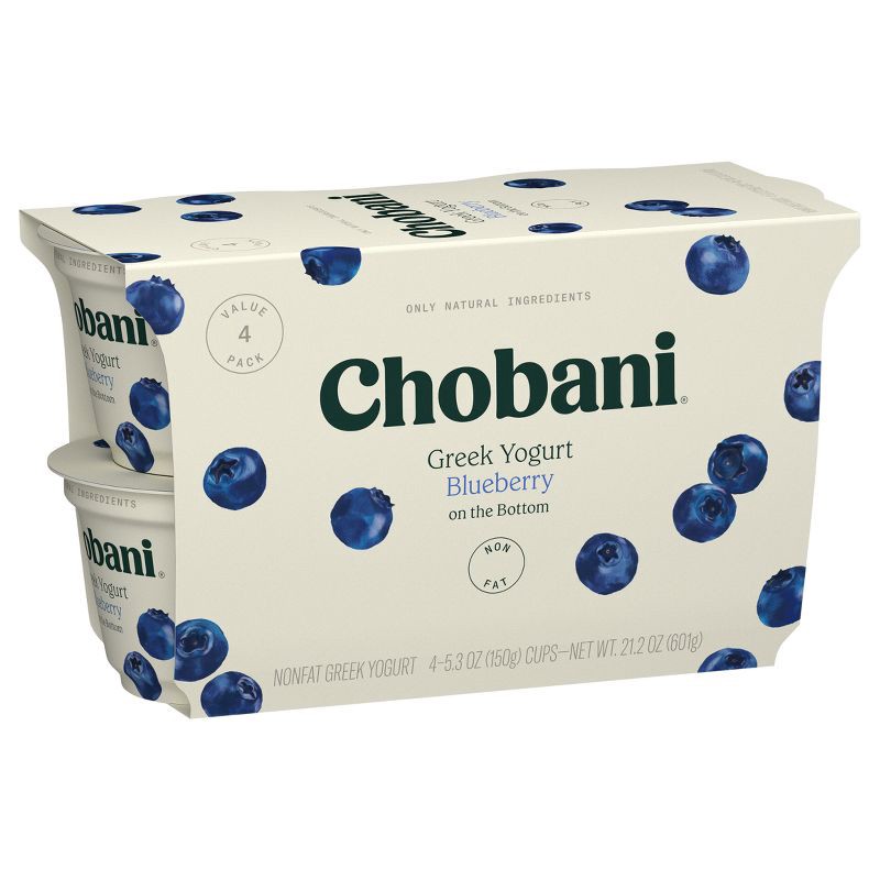 slide 2 of 7, Chobani Blueberry on the Bottom Nonfat Greek Yogurt - 4ct/5.3oz Cups, 4 ct; 5.3 oz