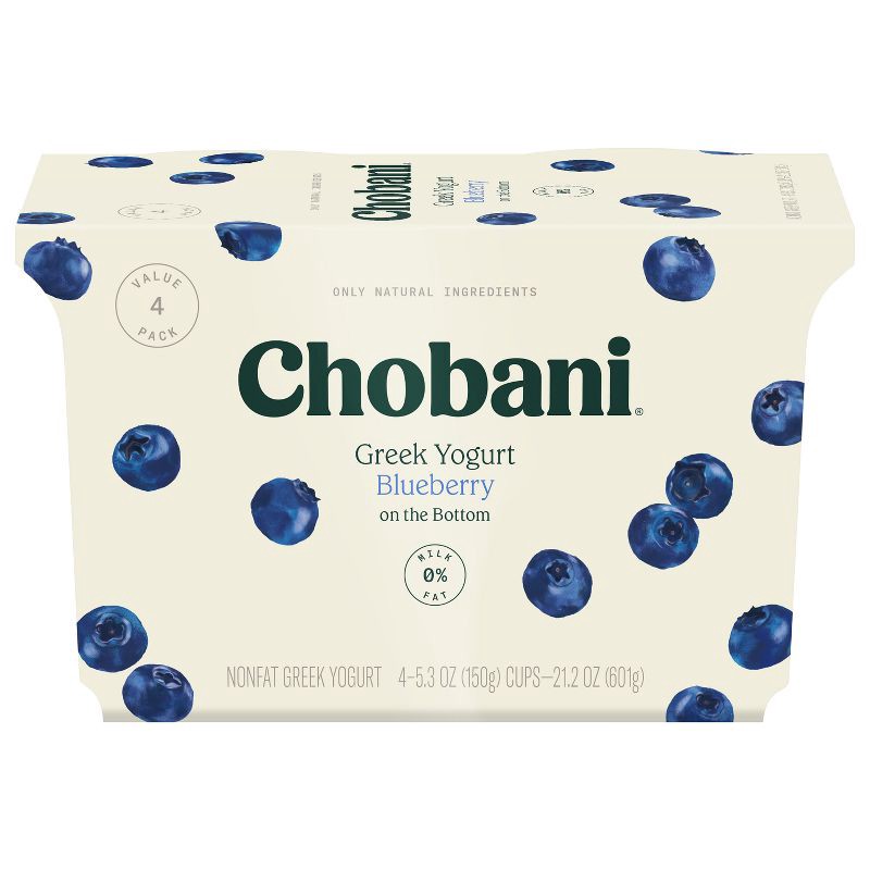 slide 7 of 7, Chobani Blueberry on the Bottom Nonfat Greek Yogurt - 4ct/5.3oz Cups, 4 ct; 5.3 oz