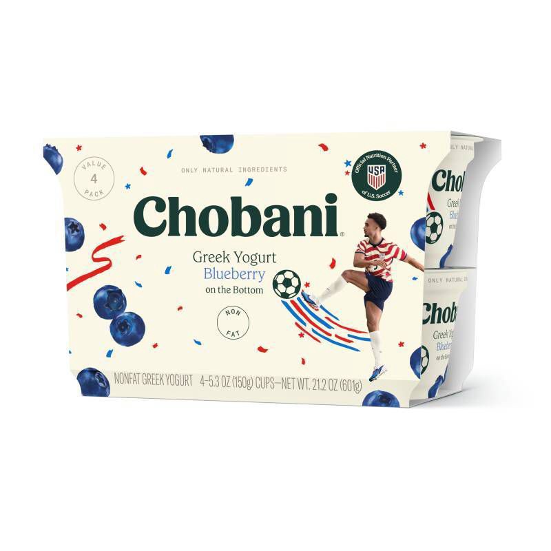 slide 1 of 7, Chobani Blueberry on the Bottom Nonfat Greek Yogurt - 12g Protein 4ct/5.3oz Cups, 12 gram, 4 ct, 5.3 oz