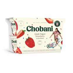Chobani Strawberry on the Bottom Nonfat Greek Yogurt - 11g Protein 4ct/5.3oz Cups