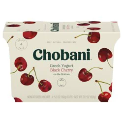 Chobani Black Cherry on the Bottom Nonfat Greek Yogurt - 12g Protein 4ct/5.3oz Cups