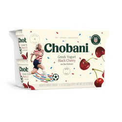 Chobani Black Cherry on the Bottom Nonfat Greek Yogurt - 12g Protein 4ct/5.3oz Cups