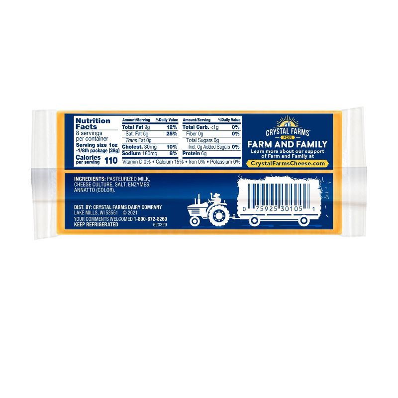 slide 2 of 8, Crystal Farms Sharp Cheddar Cheese - 8oz, 8 oz