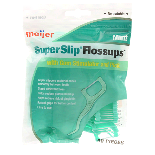 slide 1 of 2, Meijer Super Slip Mint Floss up, 90 ct