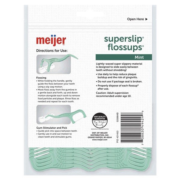 slide 4 of 5, Meijer Super Slip Mint Floss up, 90 ct