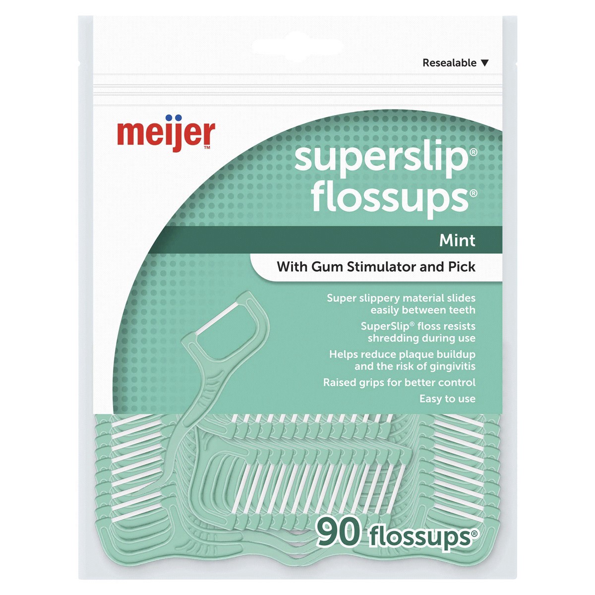 slide 1 of 5, Meijer Super Slip Mint Floss up, 90 ct