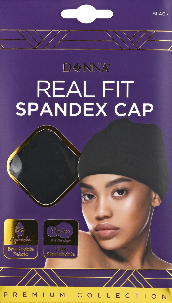 slide 6 of 10, Donna Premium Collection Real Fit Black Spandex Cap 1 ea, 1 ct