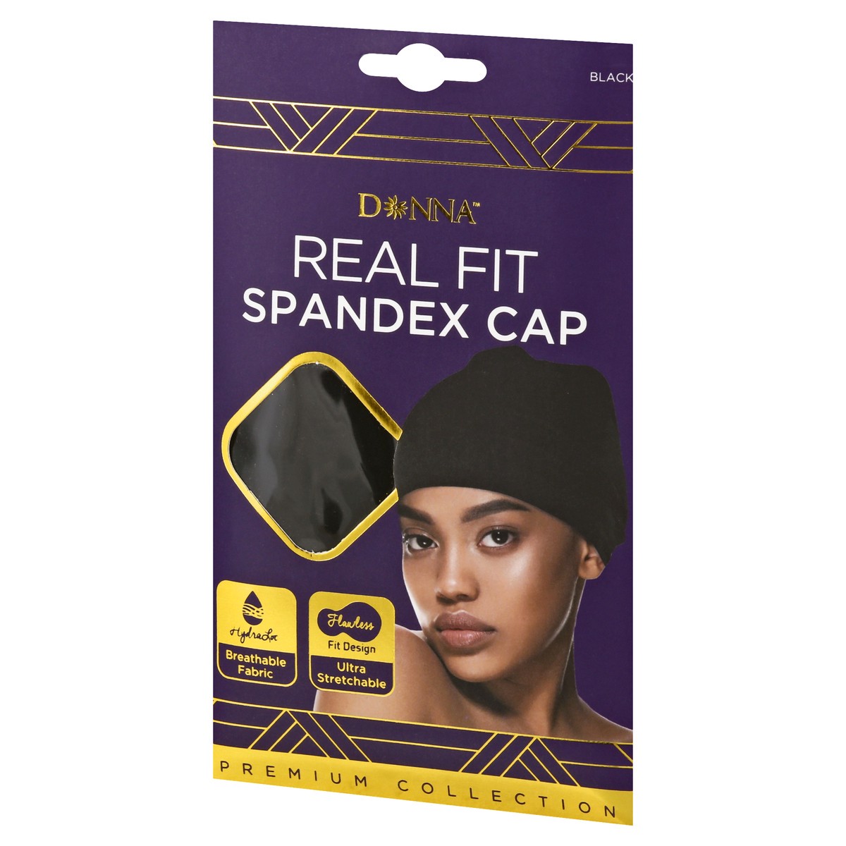 slide 3 of 10, Donna Premium Collection Real Fit Black Spandex Cap 1 ea, 1 ct