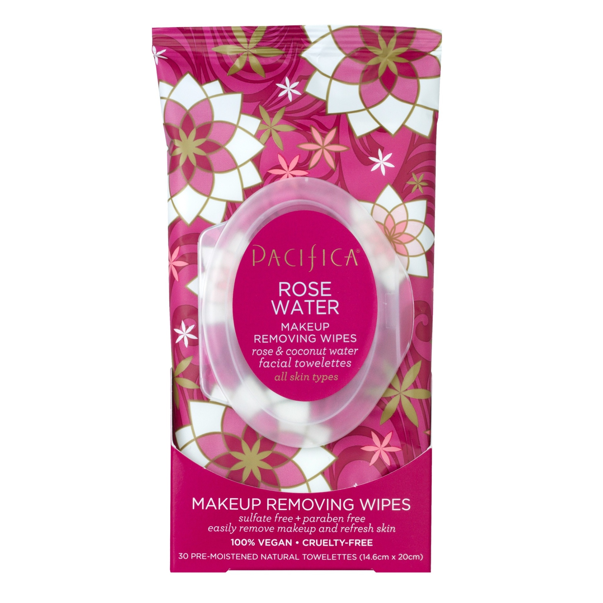slide 1 of 2, Pacifica Rose Flower Cleansing Wipes, 30 ct