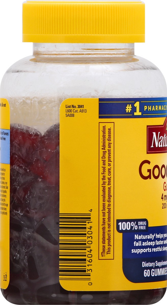 slide 3 of 9, Nature Made Good Sleep Gummies,  4 mg Melatonin + 200 mg L-theanine, 60 Count for Supporting Restful Sleep, 60 ct