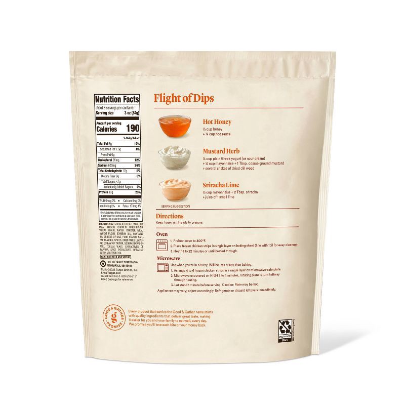 slide 2 of 4, No Antibiotics Ever Crispy Chicken Breast Strips - Frozen - 25oz - Good & Gather™, 25 oz