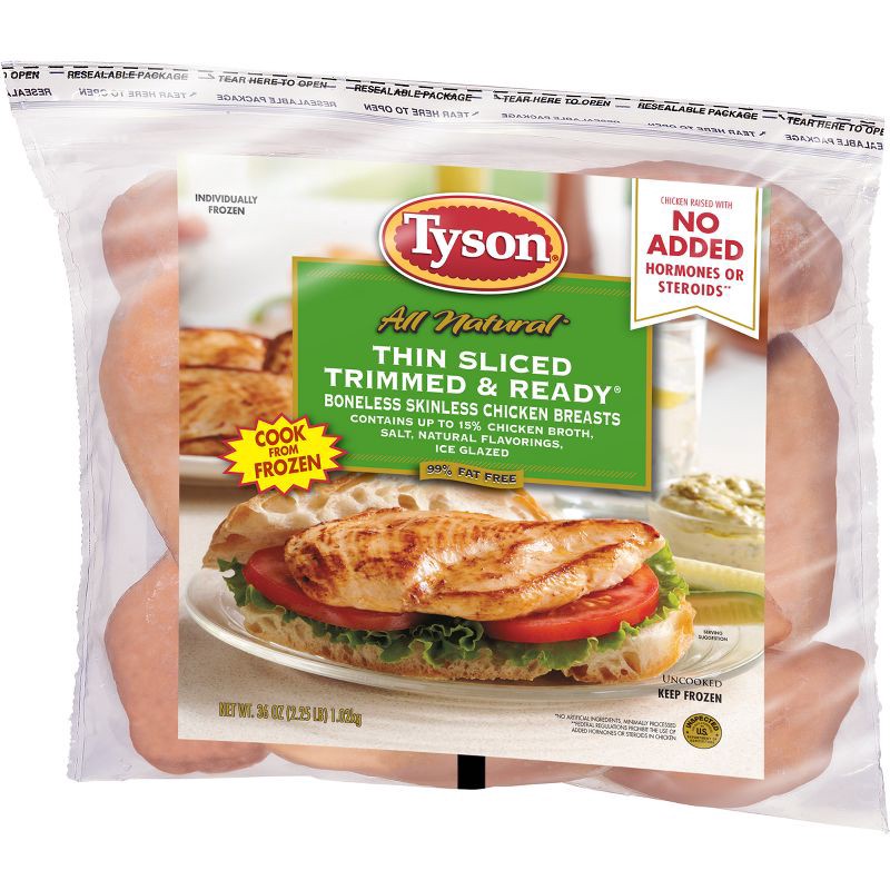 slide 4 of 4, Tyson Thin Sliced Trimmed & Ready Boneless & Skinless Chicken Breast - Frozen - 36oz, 36 oz