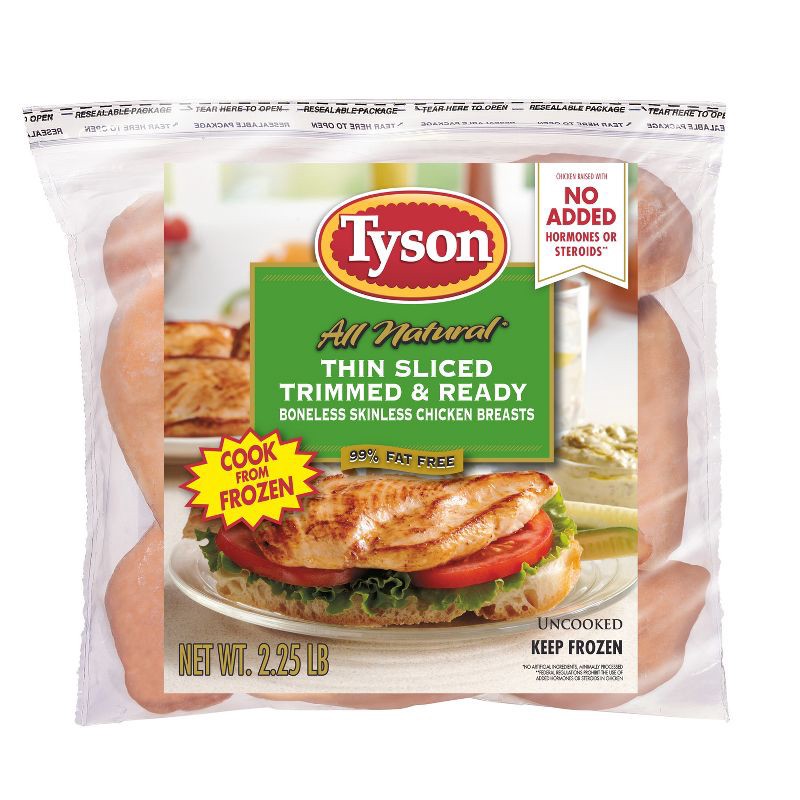 slide 1 of 4, Tyson Thin Sliced Trimmed & Ready Boneless & Skinless Chicken Breast - Frozen - 36oz, 36 oz