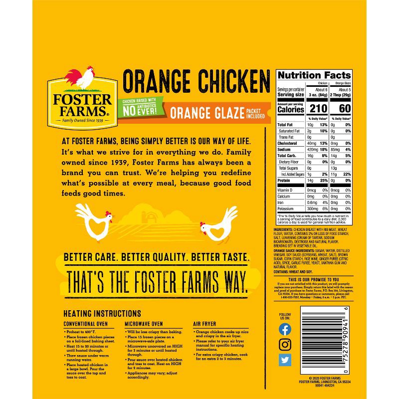 slide 2 of 14, Foster Farms Frozen Orange Breaded Chicken - 24oz, 24 oz