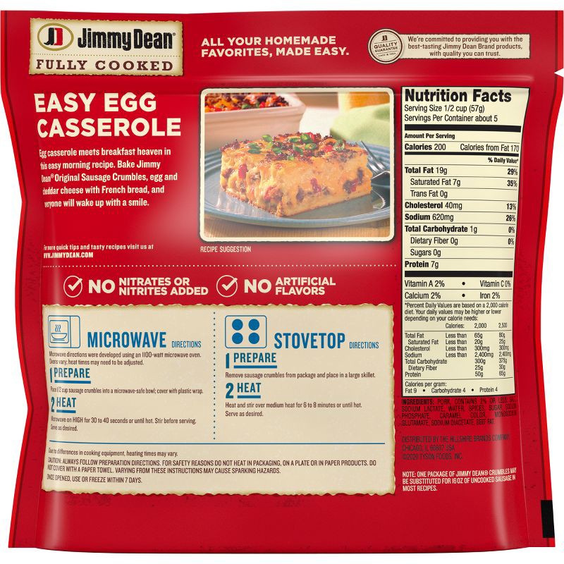 slide 2 of 6, Jimmy Dean Fully Cooked Original Pork Sausage Crumbles - 9.6oz, 9.6 oz