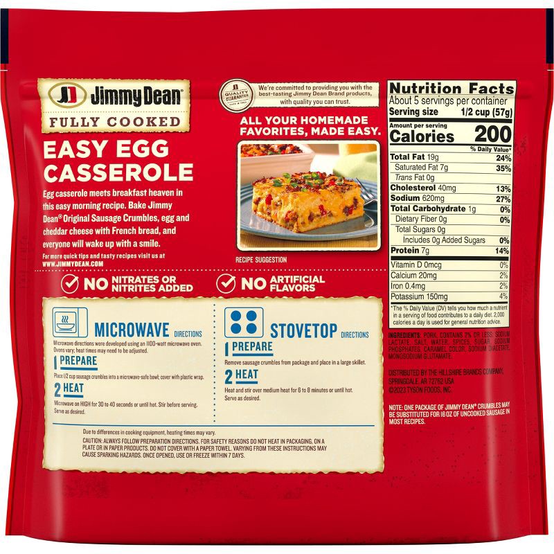 slide 2 of 5, Jimmy Dean Fully Cooked Original Pork Sausage Crumbles - 9.6oz, 9.6 oz