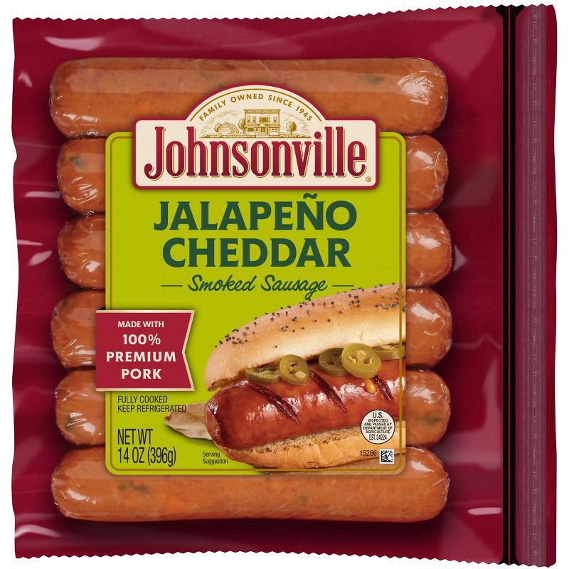 slide 1 of 7, Johnsonville Jalapeno Cheddar Pork Smoked Sausage - 14oz, 14 oz