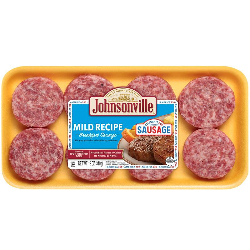slide 1 of 8, Johnsonville Original Recipe Breakfast Sausage Patties - 12oz: Pork, 12 oz