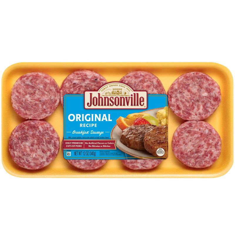 slide 1 of 8, Johnsonville Original Recipe Breakfast Sausage Patties - 12oz, 12 oz