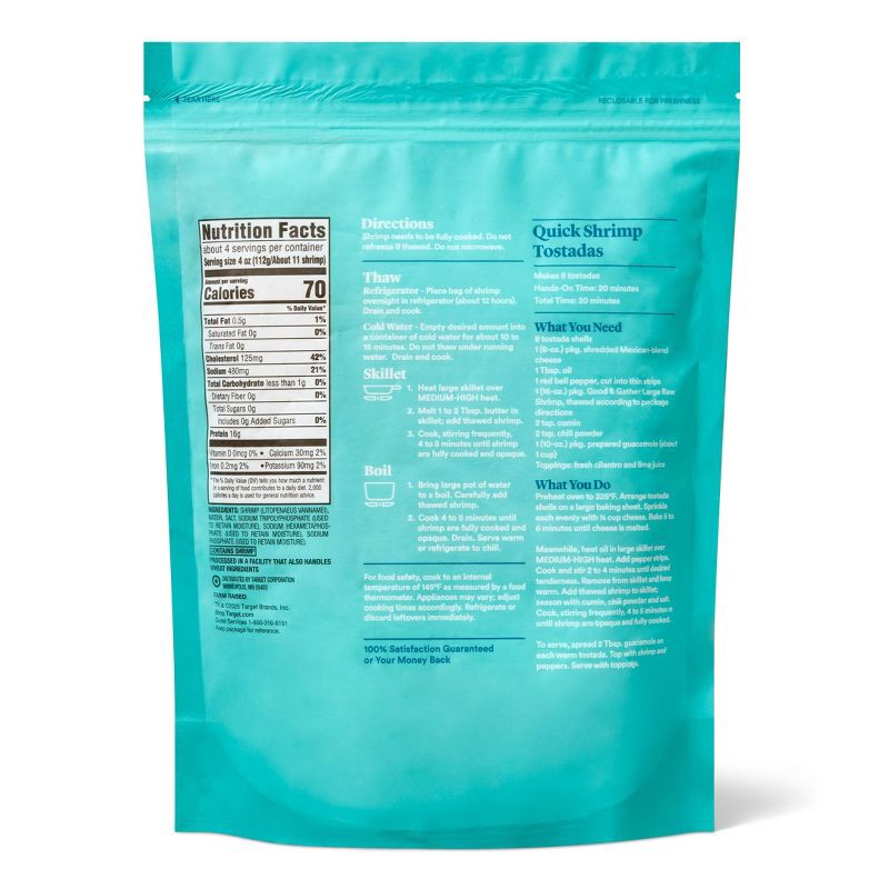 slide 2 of 6, Large Tail Off Peeled & Deveined Raw Shrimp - Frozen - 41-50ct per lb/16oz - Good & Gather™, 41 ct; 50 ct, 16 oz