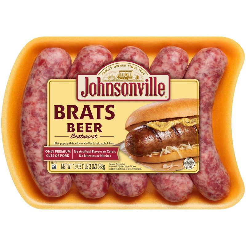 slide 1 of 5, Johnsonville Beer Bratwurst - 19oz/5ct, 5 ct; 19 oz