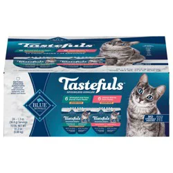 Blue Buffalo Tastefuls Spoonless Singles Variety Pack, Wet Cat Food Paté, 2.6-oz Twin-Pack Trays, Whitefish/Tuna & Salmon Entreé (12 Count)