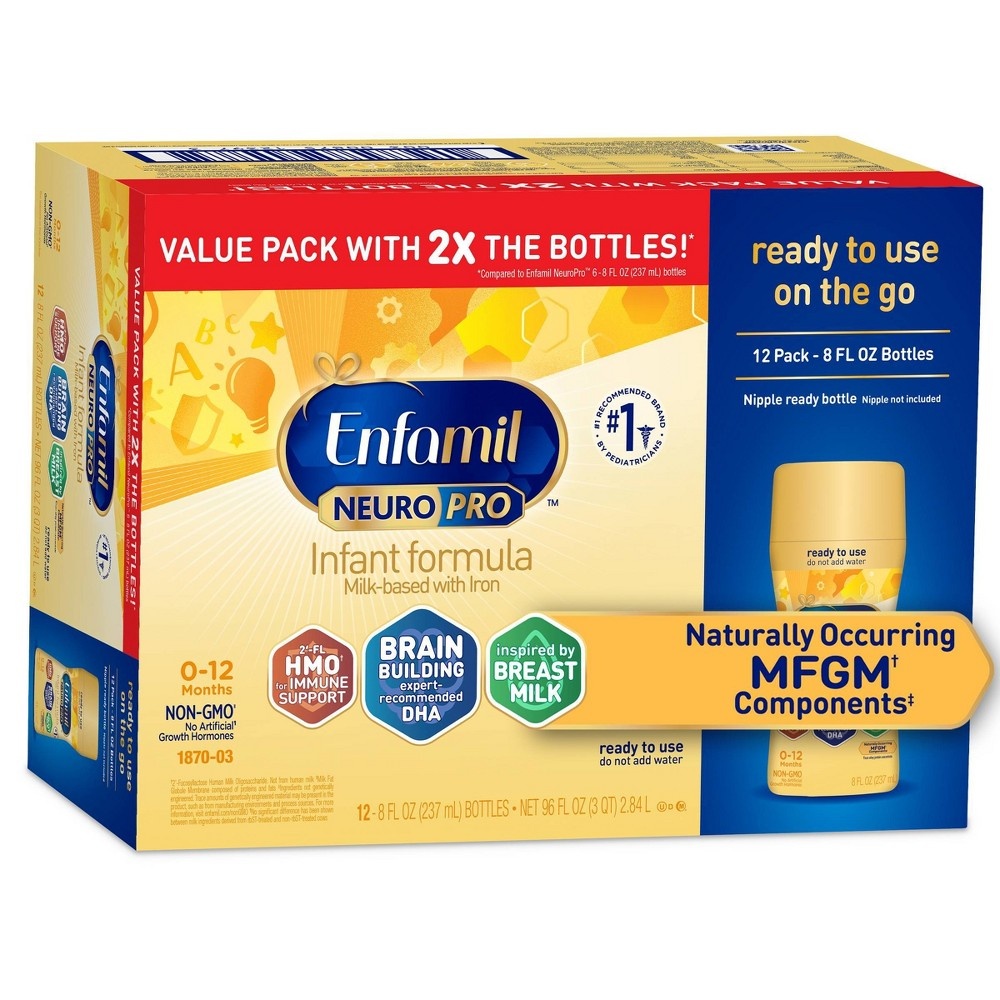 slide 9 of 11, Enfamil NeuroPro Ready to Feed Infant Formula Bottles Each/, 12 ct; 8 fl oz