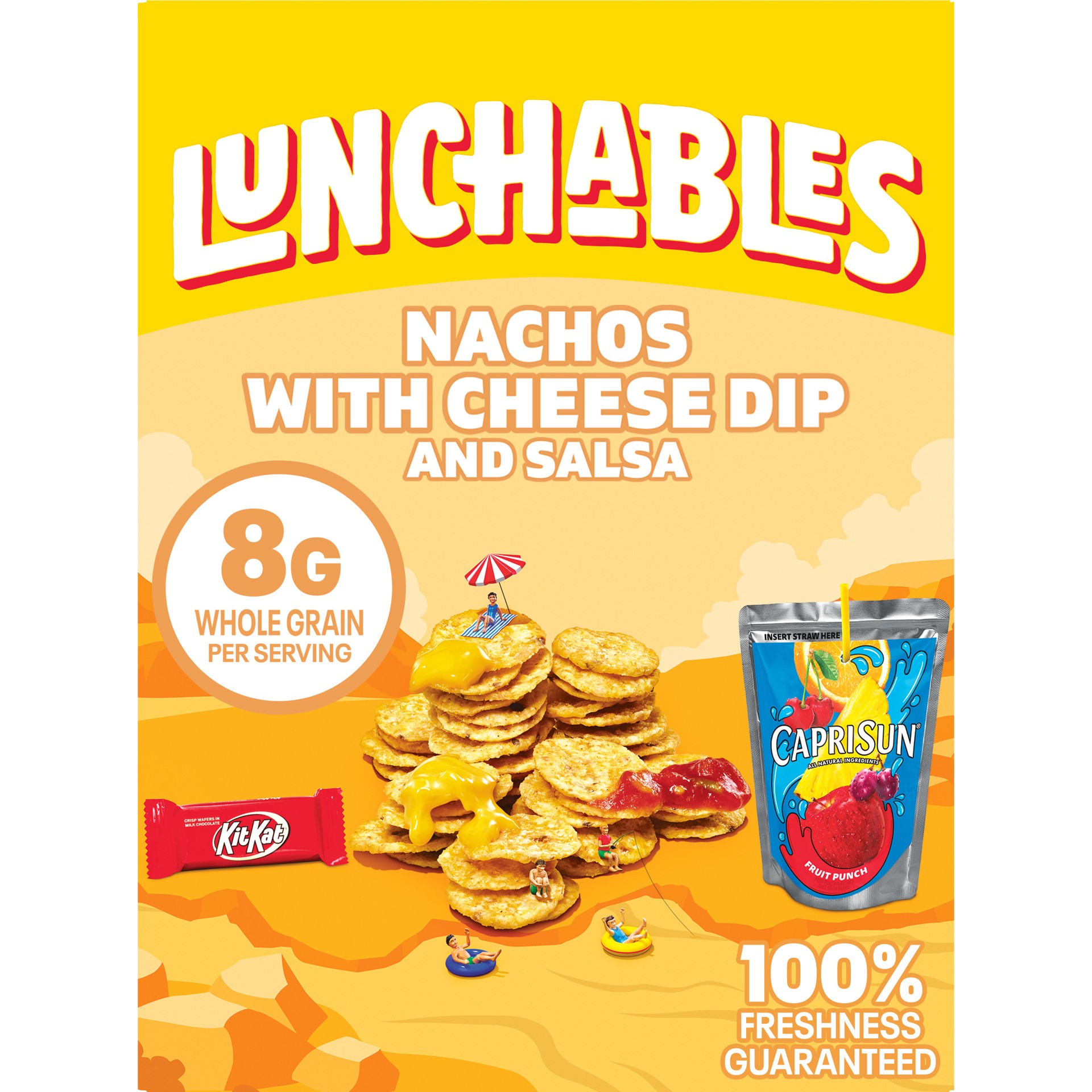 slide 1 of 5, Lunchables Nachos with Cheese Dip and Salsa with Kit Kat Candy and Capri Sun Fruit Punch Fun Pack, 10.7 oz Box, 10.7 oz