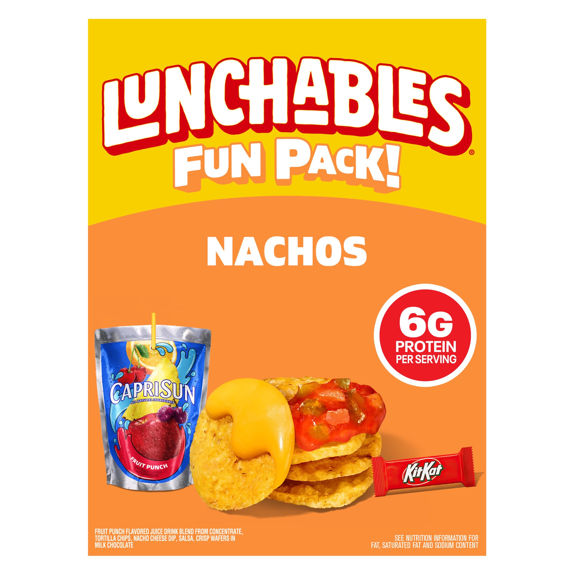 slide 1 of 5, Lunchables Nachos with Capri Sun Fruit Punch & Kit Kat Fun Pack, 4.7 oz & 6 fl oz Package, 10.7 oz