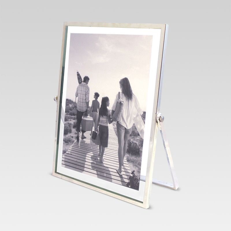 slide 2 of 6, 5" x 7" Addison Frame Silver - Threshold™: Sleek Metal, Glass, Easel Back, Tabletop Display, 1 ct