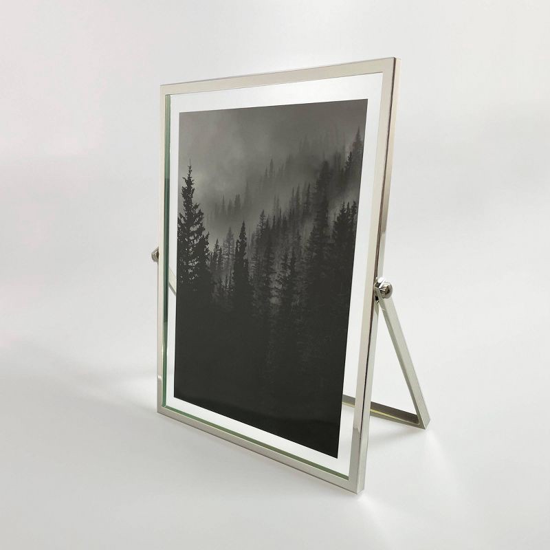 slide 3 of 6, 5" x 7" Addison Frame Silver - Threshold™: Sleek Metal, Glass, Easel Back, Tabletop Display, 1 ct