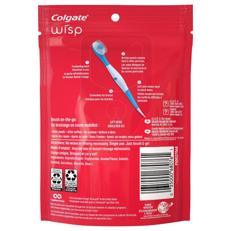 slide 9 of 12, Colgate Max Fresh Wisp Disposable Travel Toothbrushes - Mini - Peppermint - Trial Size -24ct, 24 ct