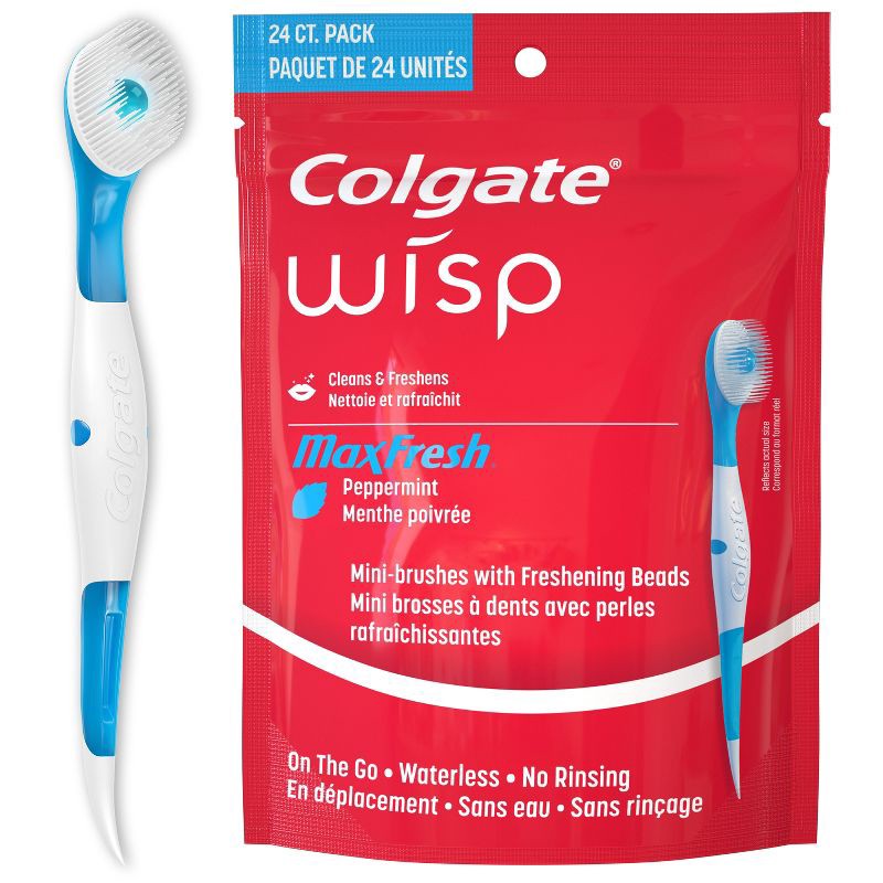 slide 1 of 7, Colgate Max Fresh Wisp Disposable Travel Toothbrushes - Mini - Peppermint - 24ct, 24 ct