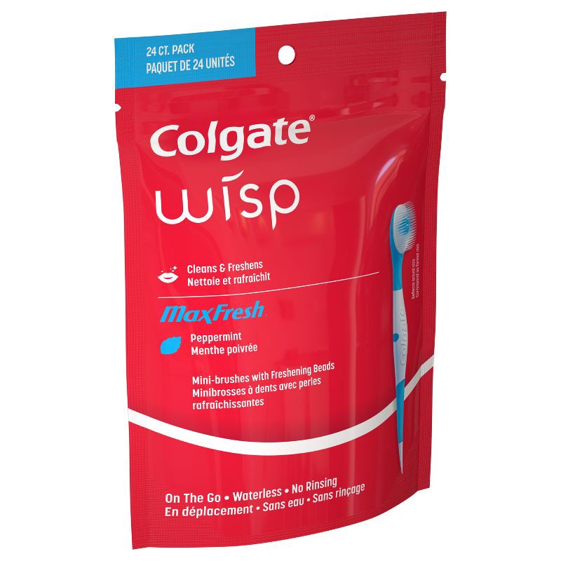 slide 10 of 12, Colgate Max Fresh Wisp Disposable Travel Toothbrushes - Mini - Peppermint - Trial Size -24ct, 24 ct