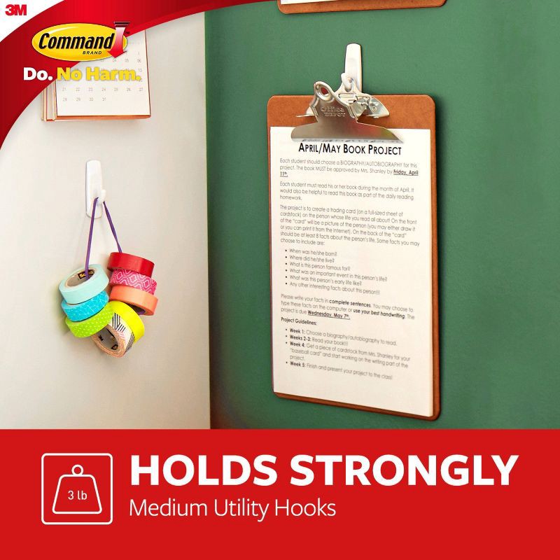slide 4 of 11, Command Damage-Free Hanging Medium Utility Hooks with Adhesive Strips, 1 ct