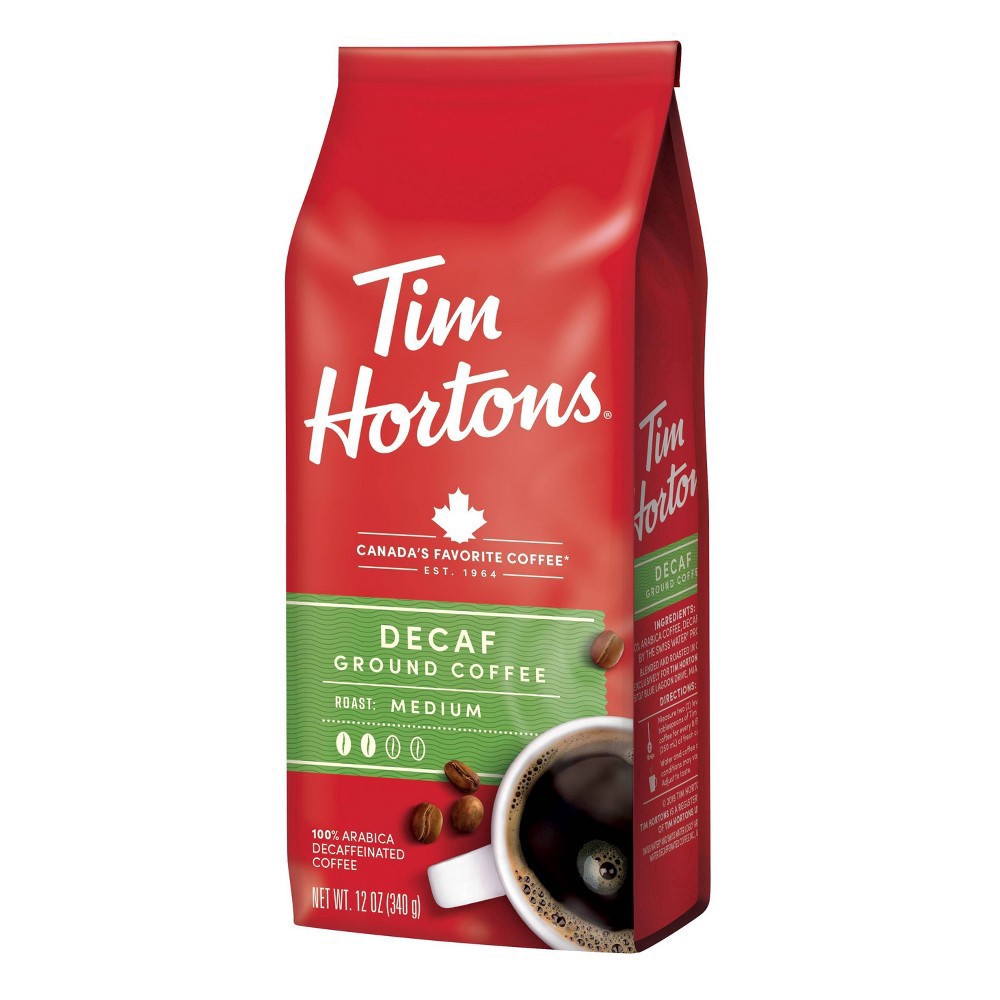 slide 6 of 6, Tim Hortons Decaf Medium Roast Ground Coffee - 12 oz, 12 oz