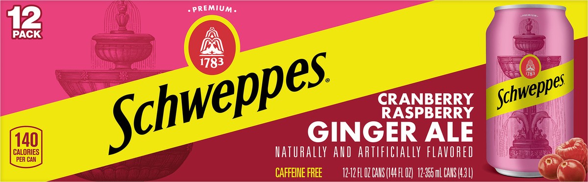 slide 6 of 11, Schweppes Cranberry Raspberry Ginger Ale Soda- 12 ct, 12 ct