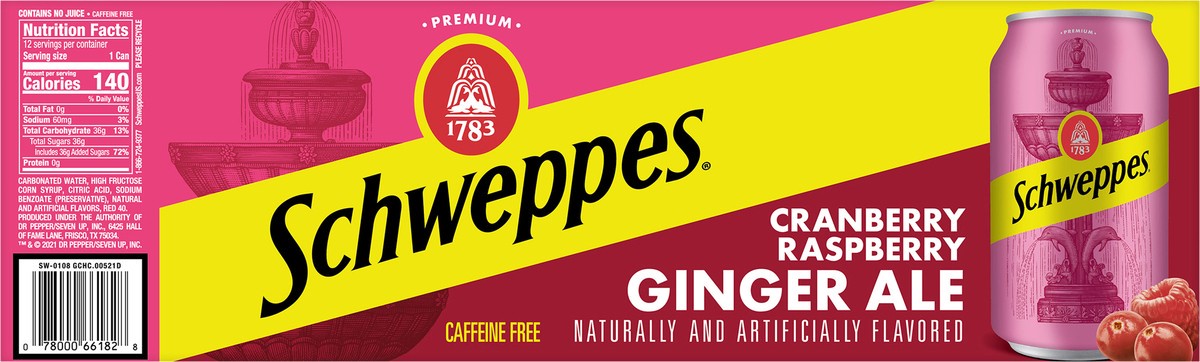 slide 7 of 11, Schweppes Cranberry Raspberry Ginger Ale Soda- 12 ct, 12 ct