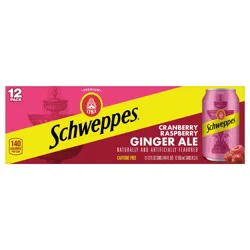 Schweppes Cranberry Raspberry Ginger Ale Soda- 12 ct