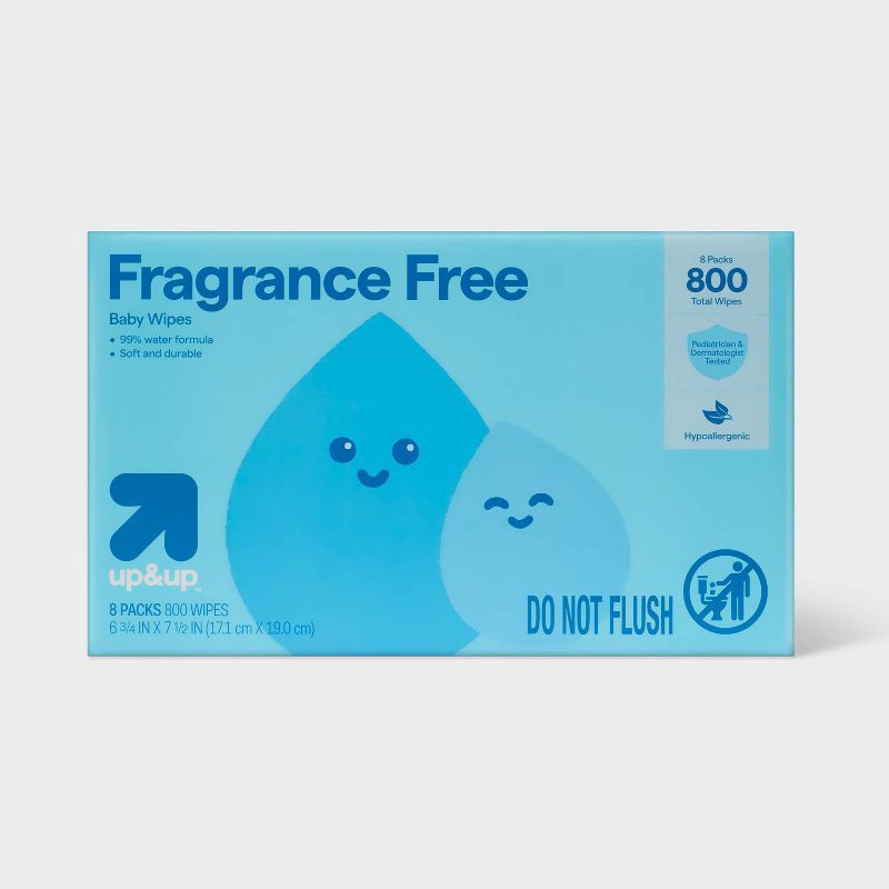 slide 1 of 7, Fragrance Free Baby Wipes Refill Pack - 800ct - up&up™, 800 ct