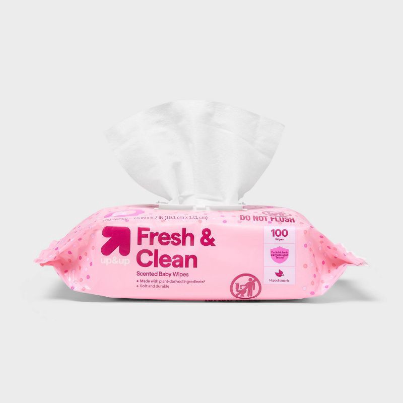 slide 4 of 8, Fresh & Clean Scented Baby Wipes - 8pk/800ct Total - up&up™, 8 ct, 800 ct