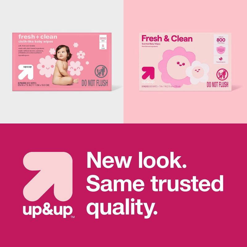 slide 8 of 8, Fresh & Clean Scented Baby Wipes - 8pk/800ct Total - up&up™, 8 ct, 800 ct