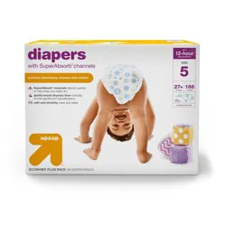 Diapers Economy Plus Pack - Size 5 - 186ct - up & up