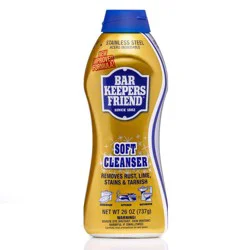 Bar Keepers Friend Non Bleach Soft Cleanser, Multipurpose Household Cleanser & Polish for Kitchen, Bath, Cookware & Outdoors - 26oz