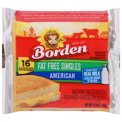 Borden Singles Fat Free American Cheese Slices 16 ea
