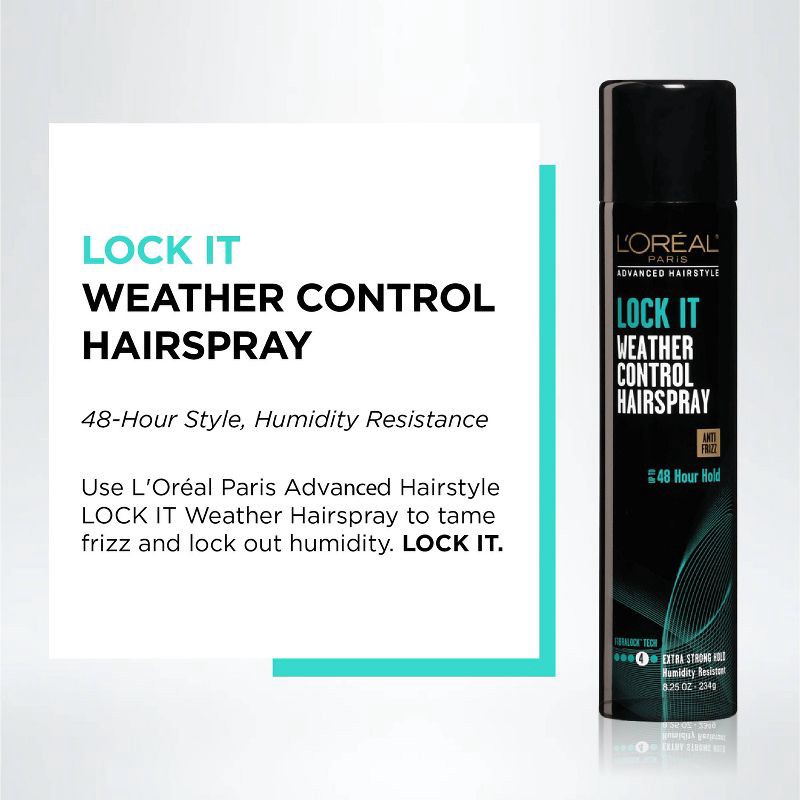 slide 3 of 4, L'Oreal Paris Advanced Hairstyle Lock It Weather Control Hairspray - 8.25oz, 8.25 oz