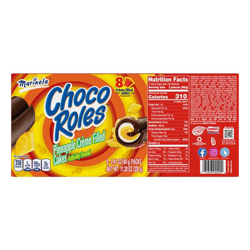 slide 2 of 8, Marinela Choco Roles Piña Cakes - 8ct/11.28oz, 8 ct, 11.28 oz