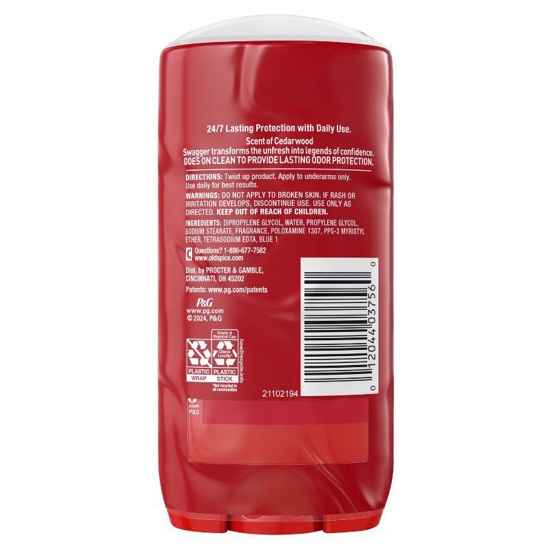slide 9 of 10, Old Spice Red Collection Solid Deodorant for Men Swagger Scent - Aluminum-Free 2pk/3oz, 2 ct; 3 oz